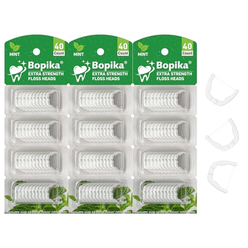 Bopika Ultraclean Access Flosser Refill Heads for Hard to Reach Areas Mint Compatible with Listerine Ultraclean Access Flosser 3 Pack 120 Count