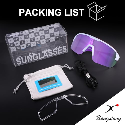 Image of BangLong Polarized Sports Sunglasses for Men Women UV400 Protection | TAC HD Lens, RX Insert Included, Lightweight Wrap-Around Design for Running Cycling Baseball Hiking