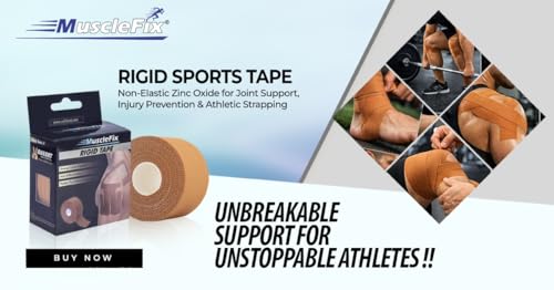 Image of Rigid Sports Tape for Strong Joint Support, Injury Prevention & Athletic Strapping - Premium Non-Elastic Zinc Oxide Tape for Knees, Ankles & Shoulders (3.8 cm x 13.7 m) Pack of 2