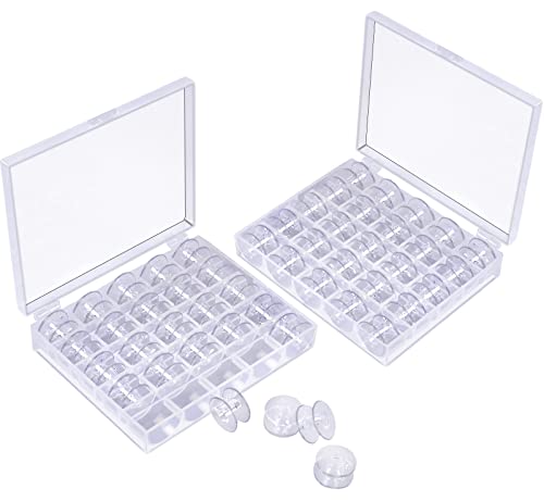 50 Pcs Bobbins, Plastic Bobbins for Sewing Machine, Sewing Bobbins with Bobbin Case, Bobbin for Sin-ger/Bro-Ther, Bobbins for Singer Sewing Machine