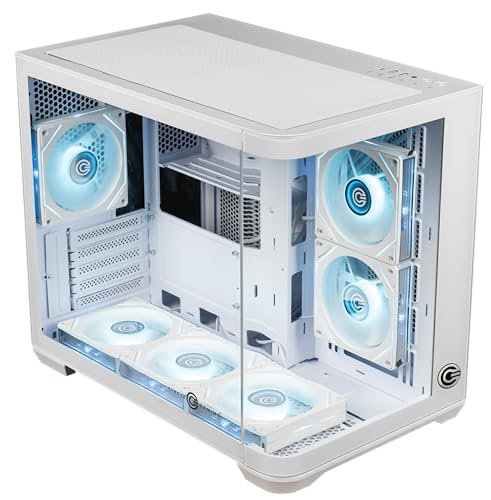 Image of Circle Lucid Curve MX Mid Tower Computer Case | Gaming Cabinet - White | Panoramic Curved Glass | Support M-ATX and ITX | Pre Installed 3X Bottom, 2X Side and 1X Rear 120MM Infinity Mirror ARGB Fans