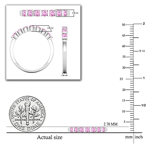 Dazzlingrock Collection 0.36 Cttw Round Pink Sapphire Seven Stone Wedding Band Ring for Women in 18K Solid White Gold, Size 73