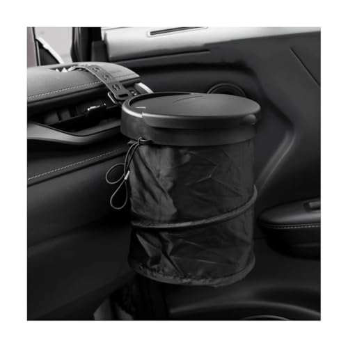 Image of Yourkar Car Trash Can with Lid, Foldable Polyester Pop-Up Auto Trash Can, Portable Large Capacity Vehicle Trash Can with Adjustable Hooks, Universal Interior Car Accessories