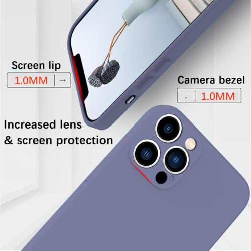 Image of DIZORO Square Microfiber Candy Case Compatible for iPhone 13 Pro Max Shockproof Slim Back Cover Liquid Silicone Case - Lavender Grey