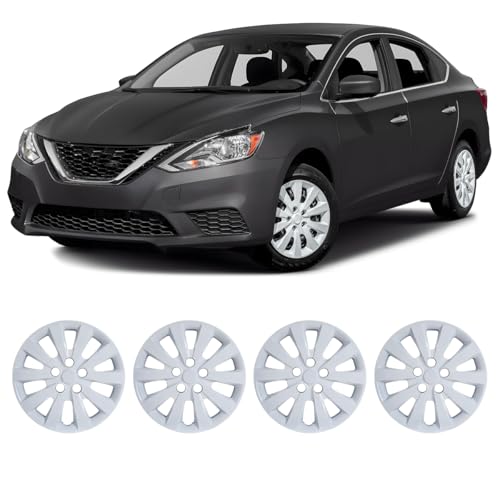Image of Winjet 16 inch Hubcaps Wheel Rims Cover for 2013-2019 Nissan Sentra & 2011-2017 Nissan Leaf Wheel Rim Covers,Heavy Duty PP Material Snap On Installation (16 Inch Set of 4, White Lacquer)