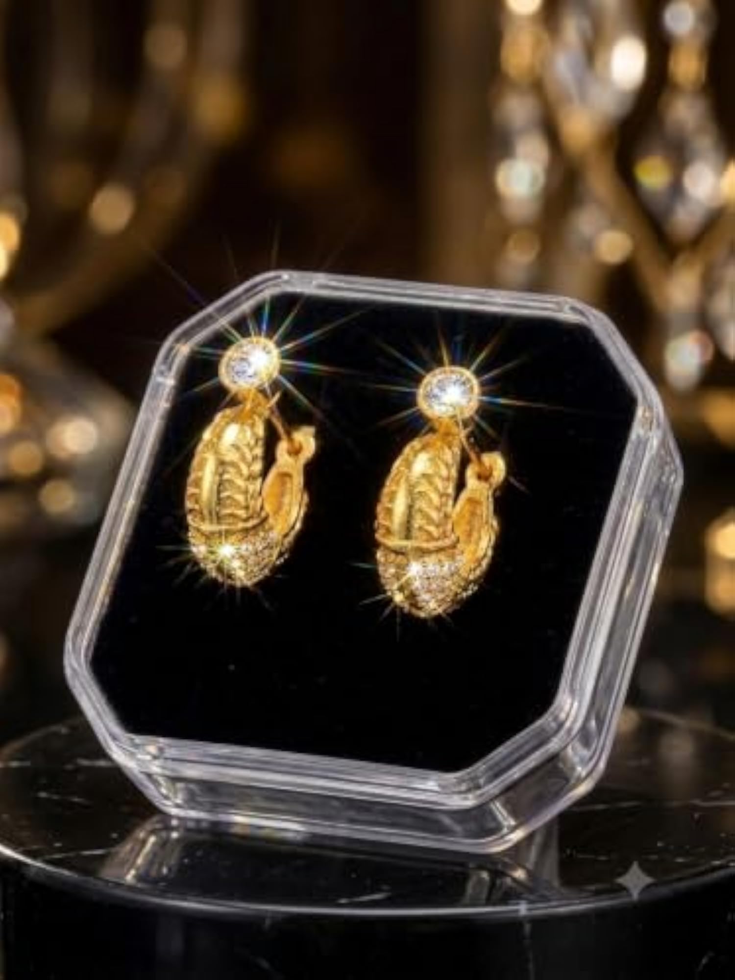 Plated Bali Huggie Hoop Earrings with CZ Stones