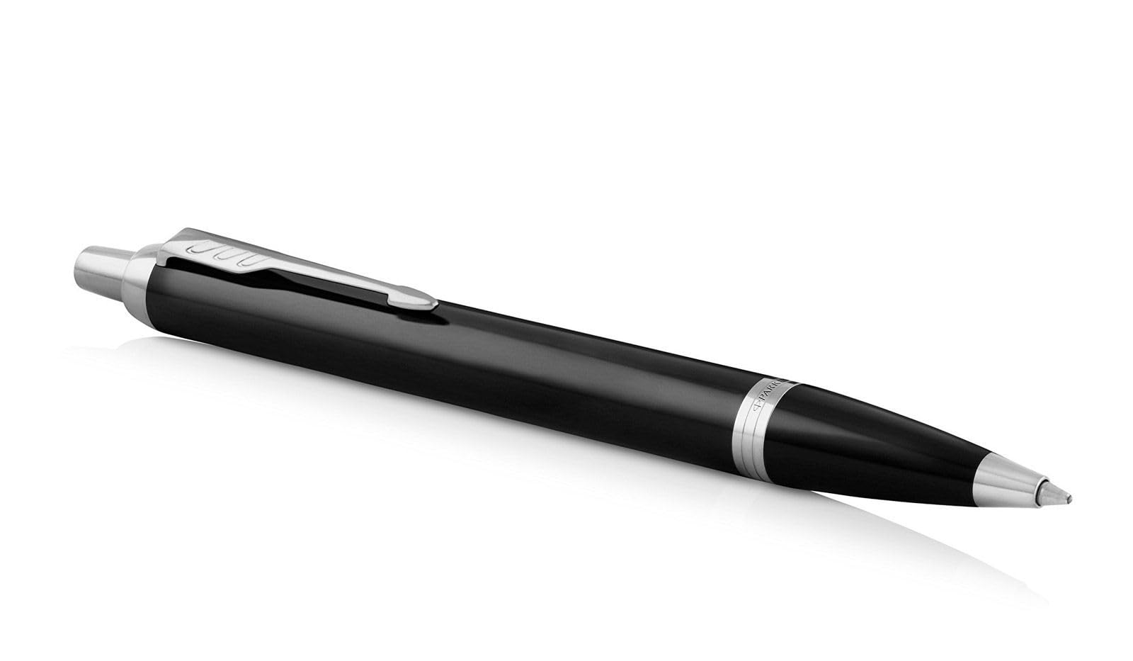 Parker IM Set Stylo Bille et Rollerball Noir avec finitions chrome
