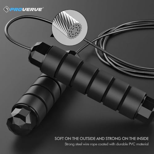 Image of Skipping Rope for Men, Women and Kids, Tangle Free, Anti Slip Rubber Handles for Gym Workout & Weight Loss Training (Pack of 1) (Steelwire)