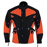 chaqueta moto naranja Muy buena tapicería de la chaqueta. La chaqueta se convierte en la combinación de moto con pantalones a juego.
