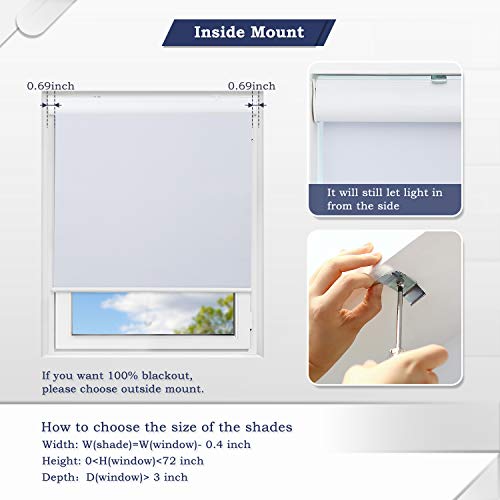 TFSKY Cordless Blackout Window Blinds Roller Shades with Valance for Home,Office,Bedroom,White,48WX76.75H