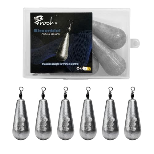 Set de plomadas de pesca en forma de pera – de 25 g a 120 g de plomadas en forma de pera | Metal de alta densidad, resistente a la oxidación y superficie lisa | Ideal para pesca de fondo y de