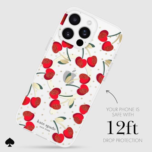 Kate Spade New York Custodia Per Iphone 16 Pro Max - Compatibile Con Magsafe - Custodia Per Telefono Di Design - Cherry Dot Gems - 3
