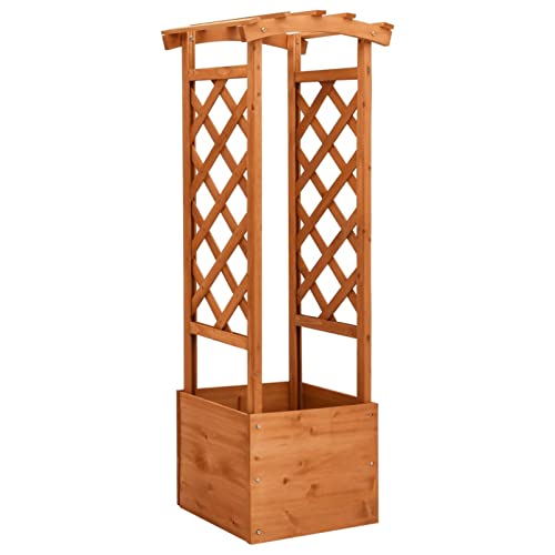 Xichuzi Jardinera enrejada, Huerto Urbano Terraza, Huerto En Casa, Tierra Huerto Urbano, Huerto Vertical, Mesa De Cultivo, con Arco Madera de Abeto 49x39x130 cm