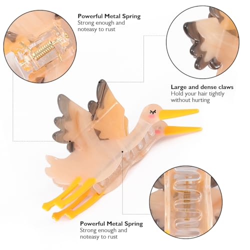 Decorative Bird Hair Claw Clip Nude Stork Design Personalized Acetate Hair Claw for Mother's Day Accessory