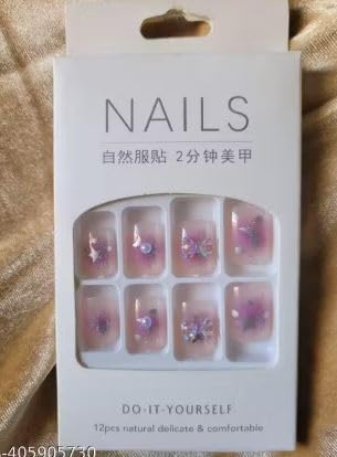 LUIPUI Cute Bow Purple Press On Nails – Korean Style Stick-On False Nails, Reusable & Easy to Apply, Trendy Nail Art for Girls & Women-image-19