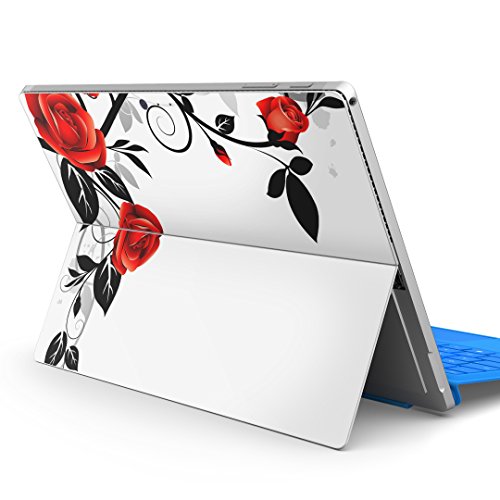 igsticker Surface pro7 (2019) pro6 pro2017 pro4 専用 スキンシール サーフェス ノートブック ノートパソコン カバー ケース フィルム ステッカー アクセサリー 保護 009125 花 フラワー 赤