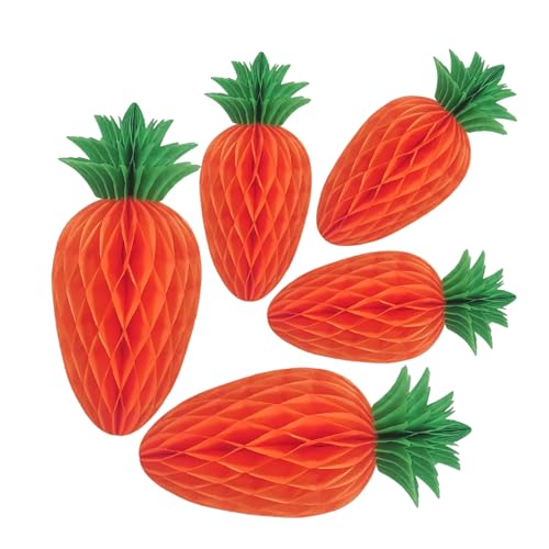 Homoyoyo Adornos de Zanahoria de Papel Nido de Abeja 5 Piezas 2 Grandes 3 Pequeñas Decoración Colgante para Fiesta de Pascua Centro de Mesa Colorido para Eventos y Hogar
