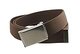 Canvas Web Belt Flip-Top Antique Silver Buckle/Tip Solid Color 50