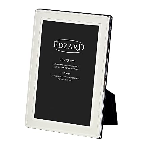 Edzard Cadre photo Nardo, argenté raffiné, résistant au ternissement, pour photo 10 x 15 cm, inclut 2 cintres