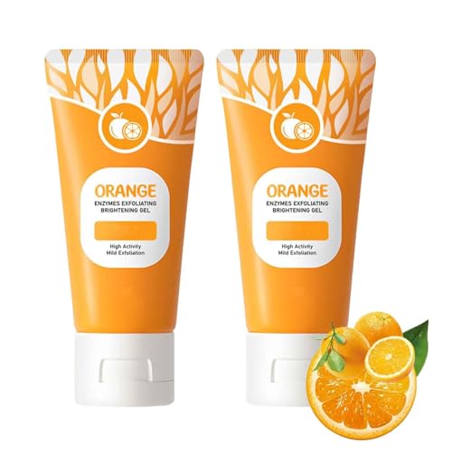 MIOKUKO Gel Exfoliante de Naranja, Gel Exfoliante blanqueador de Naranja, Exfoliante para la Piel del Rostro y el Cuerpo, Gel Exfoliante iluminador, Exfoliante hidratante para Toda la Piel (2PCS)