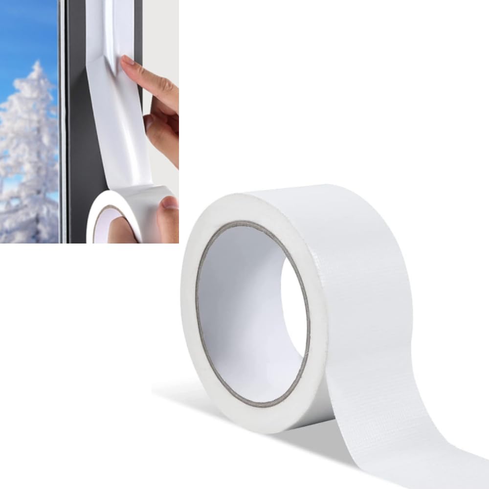 Window Weather Sealing Tape, Self-Adhesive Window Draft Isolation Sealing Film Tape No Residue Waterproof Sealant Strip, Window Seal Strip for Doors and Windows (2inch x 65.6ft)