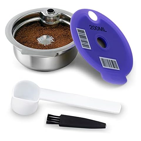 Reusable Coffee Capsule, Compatible with Bosch Tassimo Machines, Stainless Steel Coffee Filter Refillable, Coffee Pods with Readable Barcode (200 ML) Cover