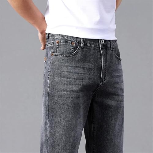 Mens Jeans Spring Summer Elastic Loose Straight Trendy Denim Trousers Lightweight Comfortable Pants4