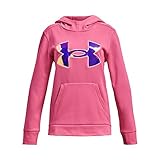 Under Armour Girls ArmourFleece Iridescent Big Logo Hoodie, (640) Pink Punk / / Iridescent, Youth Large