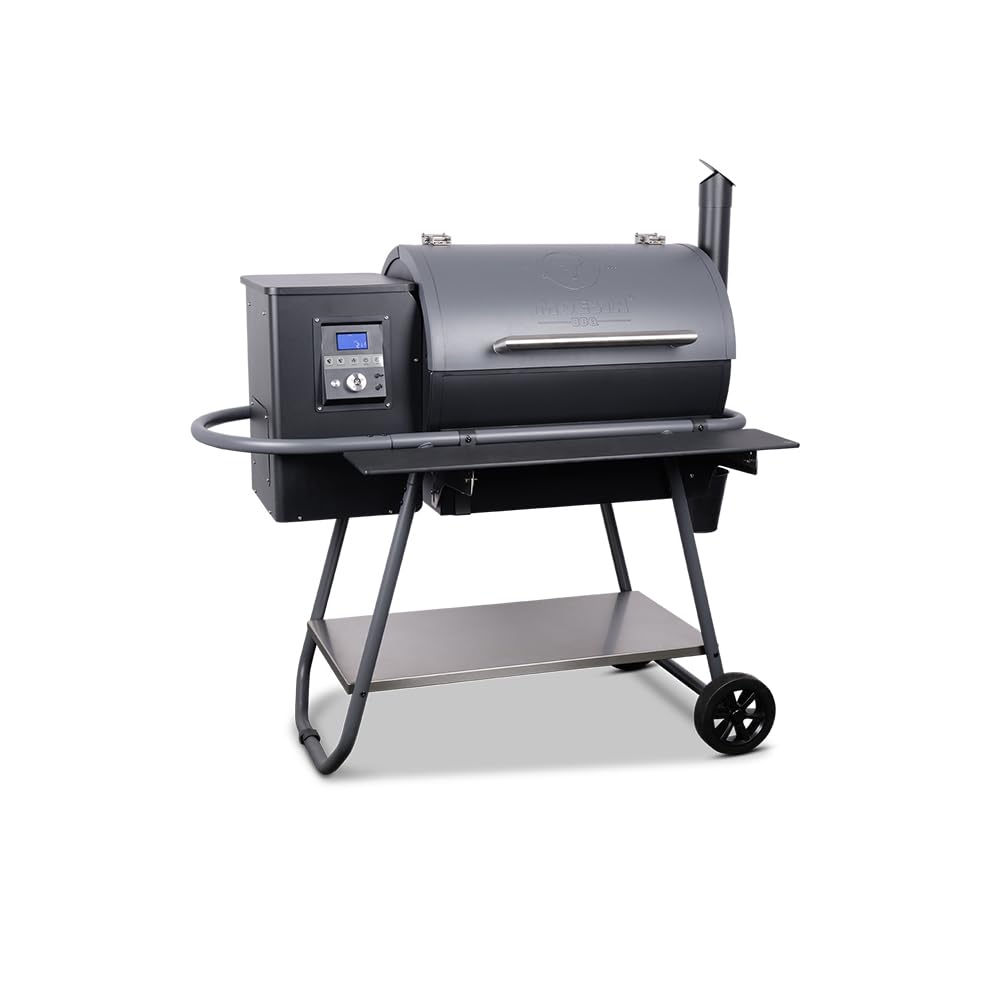 MOESTA-BBQ 19883 Sheriff Pelletgrill - Modell 2024, 2 Grillroste, Zündsystem, 144W, 240V, 310°C - Ablagebrett schwarz
