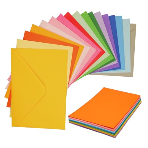 17 Farben Bunte Faltkarten mit Briefumschlagen Farben kreative Klappkarten 14 8 * 10.5 cm zum Gestalten Beschriften Einladungskarten
