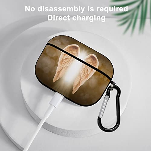 Compatible With Airpods Pro Case Cover With Keychain Golden Angel Wings Airpod Cases Portable Shockproof Protective Case For Women Men Girls Hard Headphone Case For Apple Airpods Pro #TOP4