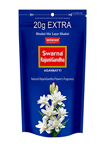 Image of Moksh Swarna Rajni Gandha Agarbatti- Premium Long-Lasting Incense Sticks with Rajnigandha Fragrance for Puja, Meditation & Home Fragrance
