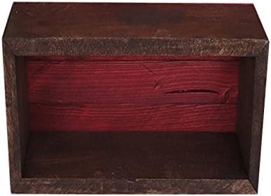 Wood/Wooden Shadow Box Display With Backing - 16" x 6" - Two Tone - Dark Walnut/Barn Red - Rustic Decorative Reclaimed Distressed Vintage Appeal