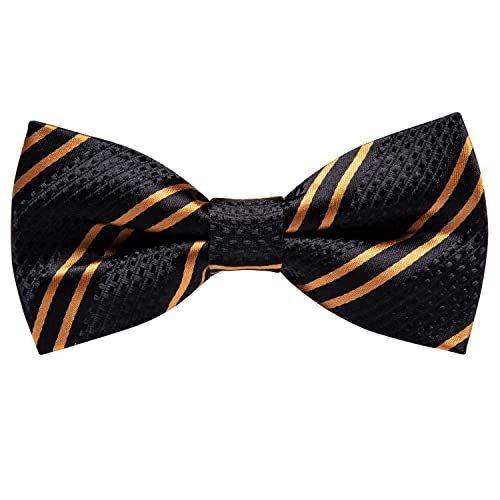 Image of Hi-Tie Bow Ties for Men Pre-Tied Pocket Square with Cufflinks Mens Bowtie Sets for Wedding Formal Party