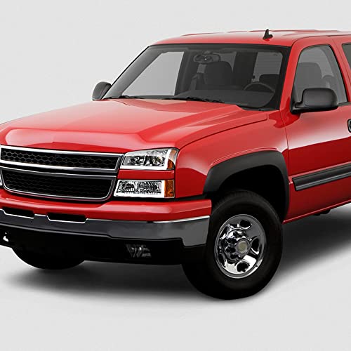 2003-2006 Chevy Silverado / 2007 Classic / 2002-2006 Avalanche Sequential LED Strip Bar Projector Headlights 4-Pcs Amber