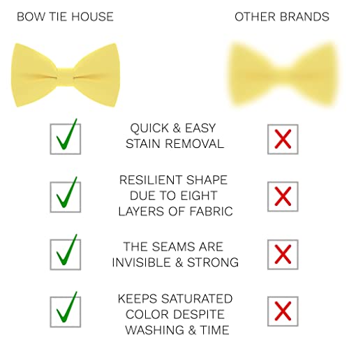 Image of Bow Tie House Mens Bowties Pre-tied Shape Clip on Bowtie Solid Men Formal Wear for kids, baby boys, toddler any age bow ties