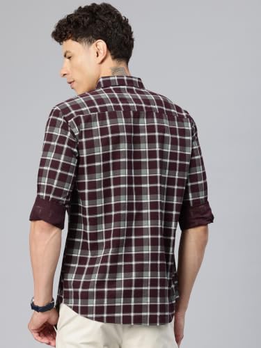 Image of Majestic Man Men's Pure Cotton Checkered Slim Fit Casual Shirt - Full Sleeve | Trendy & Comfortable