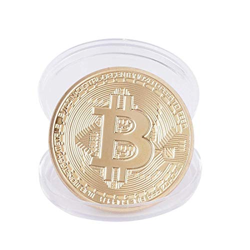 zcccom 10 Pcs Bitcoin Coin Deluxe Collector’s Set | Featuring The Limited Edition Original Commemorative Tokens Each Coin Comes w/ a Plastic Round Display Case (10 pcs Gold)
