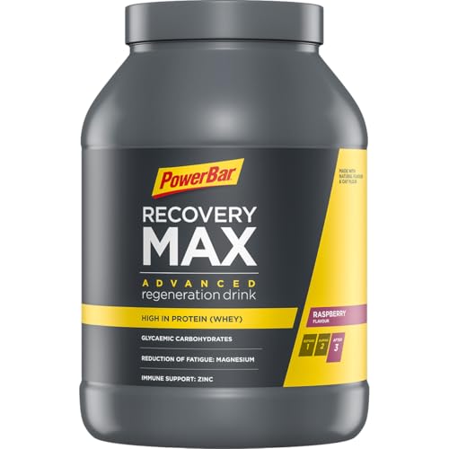 Powerbar Recovery Max Raspberry 1144g - Bebida de Suero de Leche de Regeneración con Carbohidratos + Magnesio&Zinc