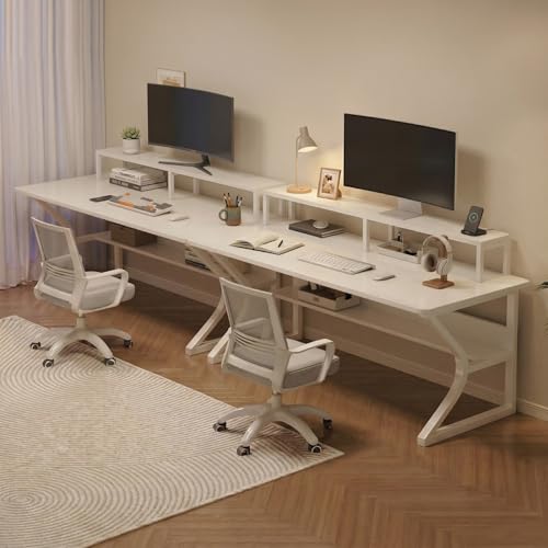 Image of TEKAVO Qri Computer Table for Home Pc | Office Table for Home | Lower Shelf & Moniter Riser, Laptop Table, Worktable, Study Table, Workstation | White Wood, Metal, (150 Cm x 60 Cm) - DIY