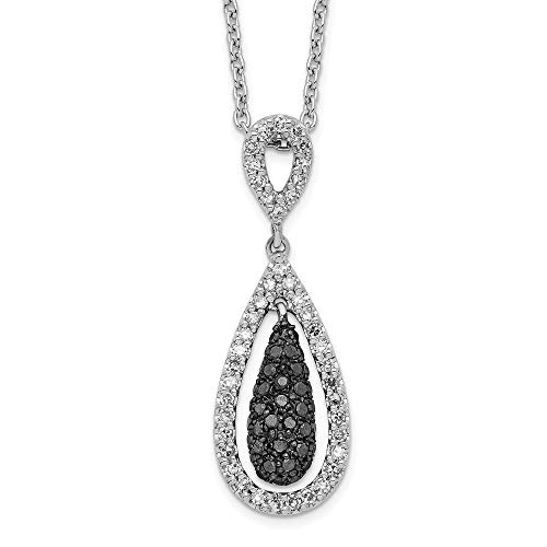 925 Sterling Silver White Night Black Diamond Teardrop Pendant Chain Necklace Charm Fine Jewelry For Women Gifts For Her