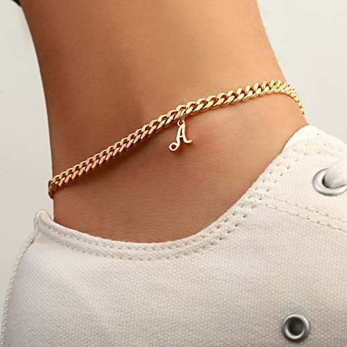 Gold Anklets Gold Ankle Bracelets For Women, 14K Gold Plated Initial M Gold Anklet Bracelets For Women Ankle Bracelets For Women Figaro Chain Gold Anklets For Women Cuban Link Anklets For Women Girls #TOP1