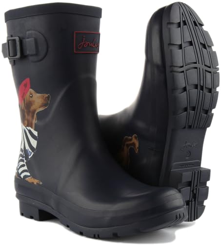 Joules Damen Molly Welly Gummistiefel, Navy Sausage Dog, 42 EU