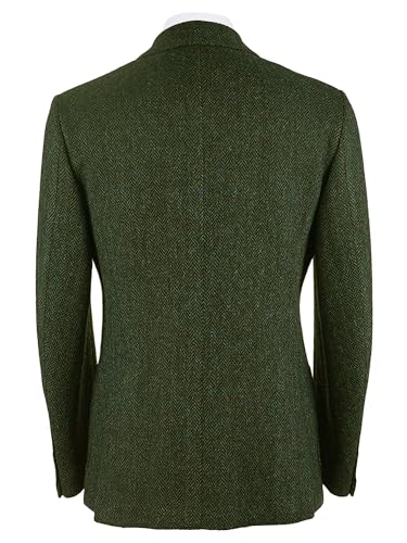 Vintage Herringbone Tweed Blazer British Peak Lapel Woolen Blend Tuxedo Jacket with Pockets2