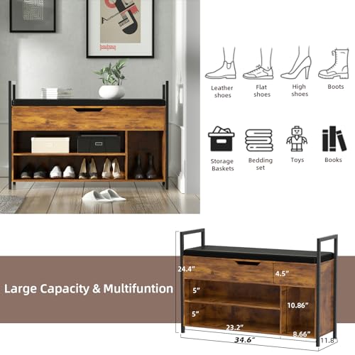 Honifur HW-0005 Shoe Storage Bench With Flip Top Space thumb #1