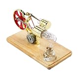 Stirlingmotor, Stirlingmotor-Bausatz, Tropfform mit Eichengrundplatte und LED-Leuchten für Lehrreiche Präsentationen und Kinderunterhaltung (Gold)