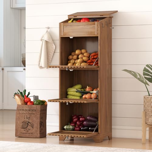 Xyulmeo 4 Tier Potato and Onion Storage Bins Box, Mid