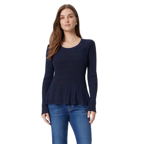 Sam Edelman Women Gia Contour Fit with Flare Hem Knit Pullover Sweater Standard Navy