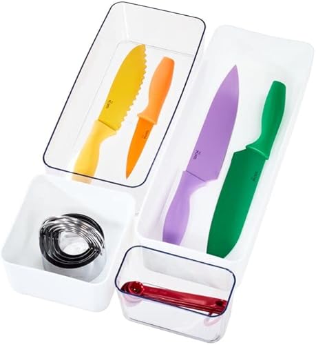 Rosanna Pansino x iDesign - Organizador de cajones de plástico reciclado, juego de 4, transparentemalvavisco