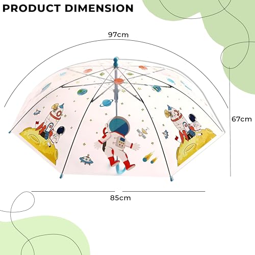Image of Kraptick Transparent Printed Umbrella for Kids, Stylish & Cute Child Safe Umbrella for Rain, Automatic Water-Proof Umbrellas for Children's /Boys /Girls /Kids (MFP /1112-V)